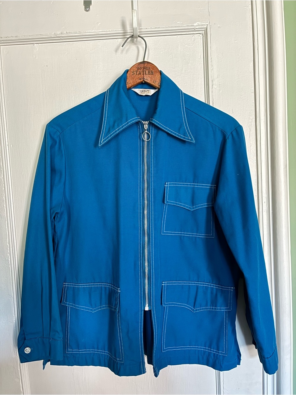 Men’s Catalina Teal Blue Zip-Front Shirt Jacket